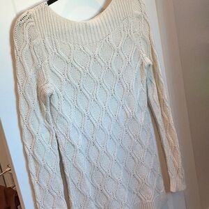 ANN TAYLOR LOFT boat neck ivory knit sweater - small